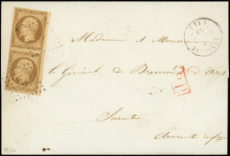 Let PRESIDENCE - 9    10c. Bistre-jaune, PAIRE Obl. PC 188 S. LSC, Càd T15 AURILLAC 6/9/53, TB. C - 1849-1876: Classic Period