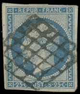 PRESIDENCE - 10   25c. Bleu, Obl. GRILLE, Obl. Rare, TB - 1852 Louis-Napoleon