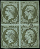 EMPIRE NON DENTELE - 11    1c. Olive, BLOC De 4 Obl. Càd T15, TB - 1853-1860 Napoleon III