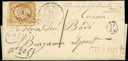 Let EMPIRE NON DENTELE - 13A  10c. Bistre, Type I, Déf. Obl. PC 3584 S. LAC CHARGE De La Salle De Vihiers, Càd VIHIERS 2 - 1849-1876: Classic Period