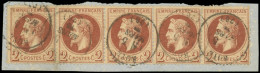 EMPIRE LAURE - 26B   2c. Rouge-brun, T II, BANDE De 5 Obl., TB - 1863-1870 Napoleon III With Laurels