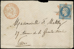 Let EMPIRE LAURE - 29A  20c. Bleu Obl. ETOILE S. Env., Càd Bau DU PALAIS DE COMPIEGNE 4/12/68, Arr. Paris 5/12, Superbe - 1849-1876: Classic Period