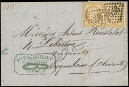 Let SIEGE DE PARIS - 36   10c. Bistre-jaune, PAIRE Obl. 2056 S. LAC, Càd LISIEUX 7/(7/71), TB - 1849-1876: Classic Period
