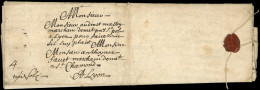 Let TAXE - LAC De PARIS 11 Décembre 1648 Pour St CHAMOND, Fermée à La Ficelle Et Cachet De Cire, "trois Sols" Corrigé "4 - 1859-1959 Covers & Documents