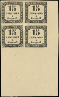 ** TAXE - 3   15c. Noir Typo, T I, BLOC De 4, Grand Cdf, 2ex. * Dont 1 Infime Rousseur, 2 Ex. Superbes - 1859-1959 Mint/hinged