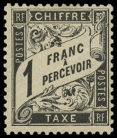 * TAXE - 22   1f. Noir, Bon Centrage, TB. Br - 1859-1959 Mint/hinged