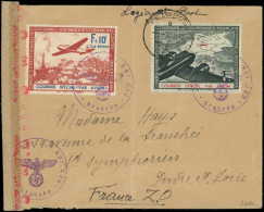 Let Spécialités Diverses - L.V.F. 2 Et 3 : F Vert Et F + 10f. Carmin Obl. FELDPOST 20/11/42 S. Env. Avec Cachets De Cens - War Stamps