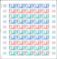 ** ESSAIS DE COULEURS NON DENTELES - 2051   Jeanne D'Arc, FEUILLE De 50 ESSAIS De COULEUR NON DENTELES, Dont 5 Multicolo - Other & Unclassified