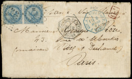 Let COCHINCHINE CG N°4 20c. Bleu, PAIRE Obl. CCH S. Env., Càd CORR. D'ARMEES SAIGON 3/2/68 S. Env. Un Peu Défraîchie Pou - Other & Unclassified