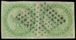 INDE CG N°2 : 5c. Vert En PAIRE Obl. Losange De Points PONDICHERY, TB - Other & Unclassified