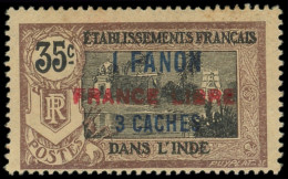 ** INDE 130 : 1fa.3ca. Sur 35c. Brun Et Noir, FRANCE LIBRE, TB - Other & Unclassified