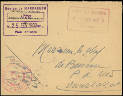 Let MAROC Lettre FM Avec Càd POSTE DES MERGENTA 25 FEV 1932, Cachet Rectangulaire Région De MARRAKECH/AGDZ/25 FEV 1932/P - Other & Unclassified