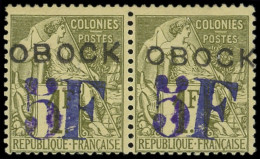 * OBOCK 31 : 5f. Sur 1f. Olive, PAIRE, Dont F INCLINE, Infime Ch., TB. J - Other & Unclassified