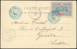 Let OBOCK 52 : 15c. Bleu Et Rouge Obl. DJIBOUTI 17/3/02 S. CP, Arr. GENEVE 29/3, TB - Other & Unclassified