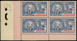 ** SENEGAL 45b : 2f. Bleu S. Rose, SANS ACCENT Sur Le 1er E Dans Un BLOC De 4 Cdf, TB - Other & Unclassified