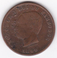 Cambodge, 10 Centimes 1860, Frappe Locale . Norodom Ier, En Cuivre, Lec# 24 - Cambodge