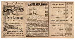 JONQUIERES / VERGEZE * GARD * BUVARD 3 VOLETS * VIGNERONS ST CHARLES * TARIFS * UNION CATHOLIQUE - V