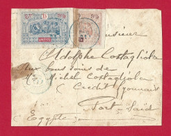 !!! OBOCK, DEVANT DE LETTRE AVEC DEMI-TIMBRE COUPÉ POUR PORT-SAÏD, ÉGYPTE DE 1901 - Lettres & Documents