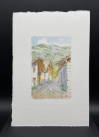 ️ALPAGES Aquarelle Sur Papier Fait Main NS 17.5cm X 25cm #240075 - Acquarelli
