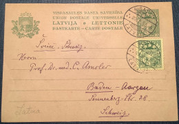 Delcampe - Latvia RIGA DZ.ST 1933 Postal Stationery Card 10s+10s >Baden Aargau Schweiz (Latvija Lettland Ganzsache - Latvia