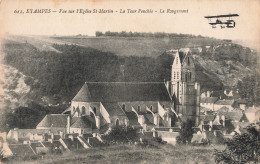 Delcampe - 91 Etampes Avion Survolant Vue Sur église ST Martin , Tour Penchée , Le Rougemont - Etampes