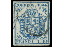 ° ESPAÑA. 1 Real Azul Claro. Buenos Márgenes Y Fino Matasellos Parrilla. Muy Buen Ejemplar. Cert. COMEX. Ed.34A. Cat. 10 - Other & Unclassified