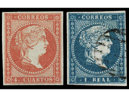 ° ESPAÑA. 1 Real Azul. Muy Buen Ejemplar. Se Adjunta Ed. ** 44. Ed.45. Cat. 260€. - Other & Unclassified