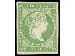 * ESPAÑA. 2 Cuartos Verde. PIEZA DE LUJO. Cert. COMEX. Ed.47. Cat. 700€. - Other & Unclassified