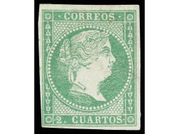 (*) ESPAÑA. 2 Cuartos Verde. Márgenes Completos. Buen Ejemplar. Cert. COMEX (1967). Ed.47. Cat. 450€. - Other & Unclassified