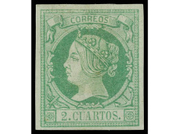 (*) ESPAÑA. 2 Cuartos Verde. MAGNÍFICO EJEMPLAR. Ed.51. Cat. 475€. - Other & Unclassified