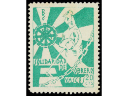 * ESPAÑA GUERRA CIVIL. EUZKADI. 20 C. Verde. Solidaridad. RARO. Allepuz 21. - Other & Unclassified