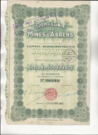 COMPAGNIE DES MINES D'ARRENS- HTE PYRENEES -- ANNEE 1937 - Mines