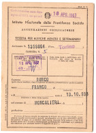 27287 " ISTITUTO NAZIONALE DELLA PREVIDENZA SOCIALE-TESSERA PER MARCHE MENSILI E SETTIMANALI-1967 "-Cm. 16,5 X 11,8 - Non Classés