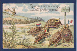 CPA Tortue Satirique Caricature Anti Kaiser Lapin Belgique Russie écrite Aigle - Turtles