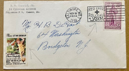 USA 1936, COVER USED, VIGNETTE 2 DIFF LABEL, ADVERTISING ESSKAY MEAT PRODUCT,  MARYLAND COMPANY, CHILDREN NOT HURT, RED - Autres & Non Classés