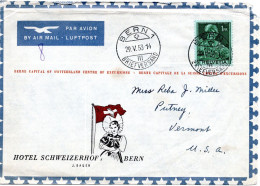 80521 - Schweiz - 1953 - Fr.1,00 Pfyffer EF A LpBf BERN -> Putney, VT (USA) - Briefe U. Dokumente