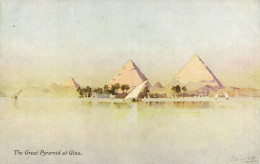 Delcampe - Egypt, CAIRO, Great Pyramids At Giza (1910s) Illustrator Ella Du Cane Postcard - Pyramiden
