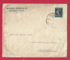 !!! GRAND LIBAN, LETTRE DE BEYROUTH POUR TRIESTE, AFFRANCHISSEMENT 25C SEMEUSE - Brieven En Documenten