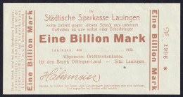Deutschland, Germany - Lauingen - 1 Billion Mark - 1923 - 1 Billion Mark