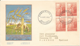 Denmark FDC 4-9-1958 100th Anniversary Of The Royal Veterinary And Agricultural College In Block Of 4 With Cachet - Machine Labels [ATM]