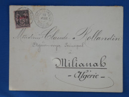 DR2  TURQUIE  BELLE LETTRE RR 1895  CONSTANTINOPLE A MILIANAH ALGERIE +SURCHARGE ROUGE +AFF.   INTERESSANT++++ - Brieven En Documenten