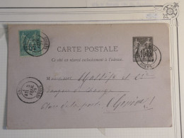 DR1   FRANCE  CARTE ENTIER SAGE   1879  PETIT BUREAU  CRISEY    A  GENEVE SUISSE+ +AFF. INTERESSANT+  + - Cartes Précurseurs
