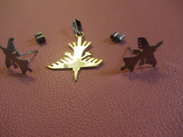 Pendentif Et Boucles D'Oreille /Oiseau Stylisé  /Origine Amérique Du Sud ? /Métal Argenté ?/  Fin XXéme          BIJ210 - Anhänger