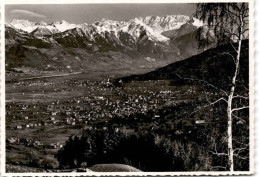 Blick Vom Zollhaus Gamserberg Auf Grabs, Buchs, Vaduz Und Die Rhätikonkette (649) * 8. 12. 1958 - Grabs