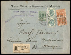 Regno - Vittorio Emanuele III - Busta Raccomandata Tricolore Affrancata Con 5 Cent Leoni (81) + Coppia Verticale Del 25  - Other & Unclassified