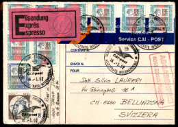 Repubblica - Cai Post - Busta Per La Svizzera - Da Torino Ferrovia Per Bellinzona Del 16.1.92 Affrancata Con Otto Valori - Other & Unclassified