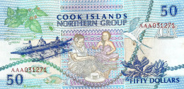 COOK ISLANDS $50 BLUE WOMAN FRONT BUILDING CHURCH BACK ND(1987?) P.10a UNC READ DESCRIPTION !! - Cook Islands