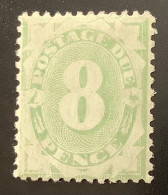 Delcampe - AUSTRALIA POSTAGE DUE VARIETY Of SG D29 (Sc.J16) 1902-04 8d DULL-GREEN ! INVERTED WMK (Timbre Taxe VF Mint* - Postage Due