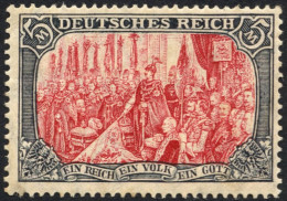 Dt. Reich 97AIM , 1905, 5 M. Ministerdruck, Rahmen Dunkelgelbocker Quarzend, Feinst (Gummitönung Und Ein Kurzer Zahn), F - Unused Stamps