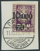 PORTOMARKEN P 27II BrfStk, 1923, 10000 Auf 20 M Dunkelpurpur, Aufdruck Glänzend, Zeitgerechte Entwertung DANZIG-LANGFUHR - Postage Due